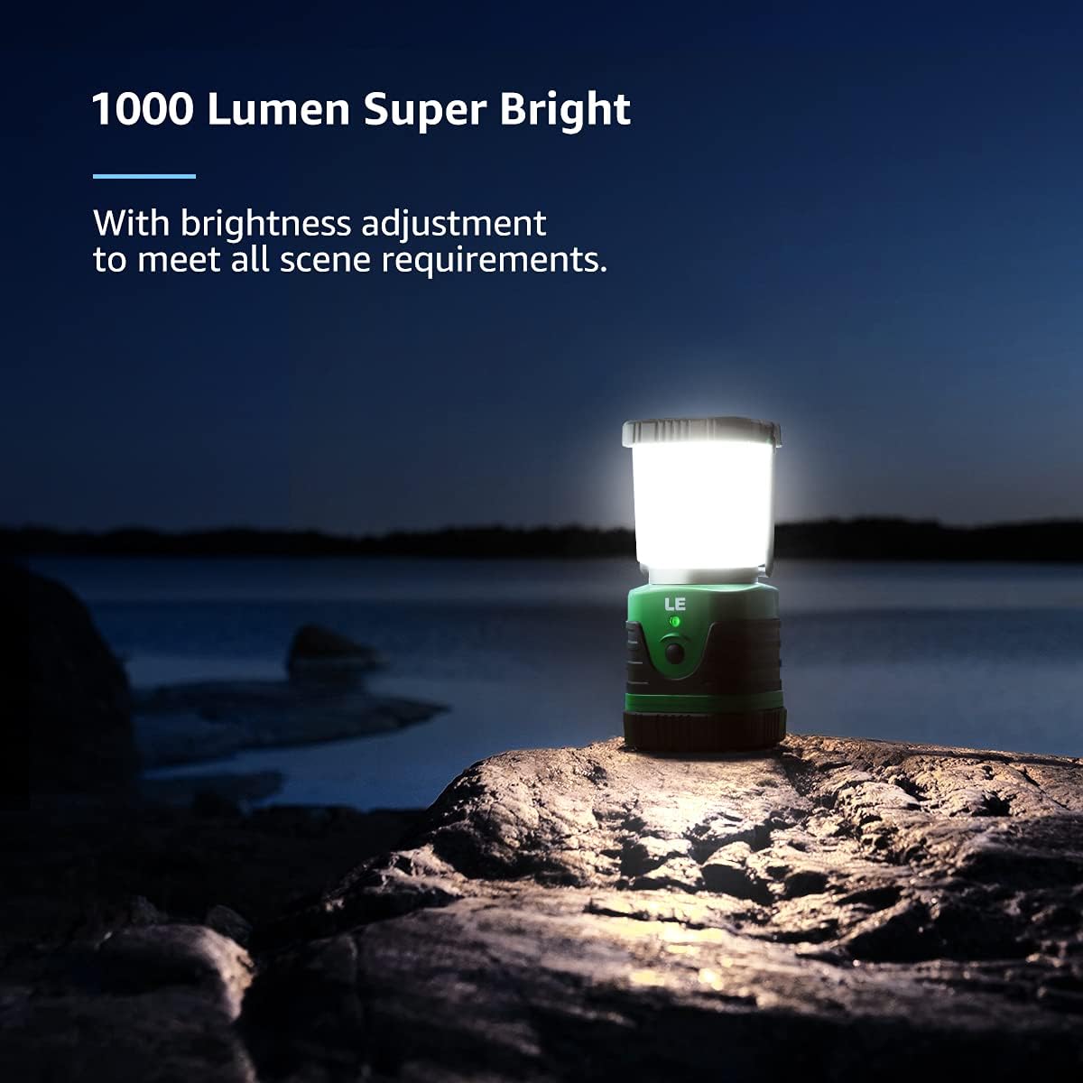 LED Camping Lantern Rechargeable, 1000LM, 4 Light Modes, USB Cable Included