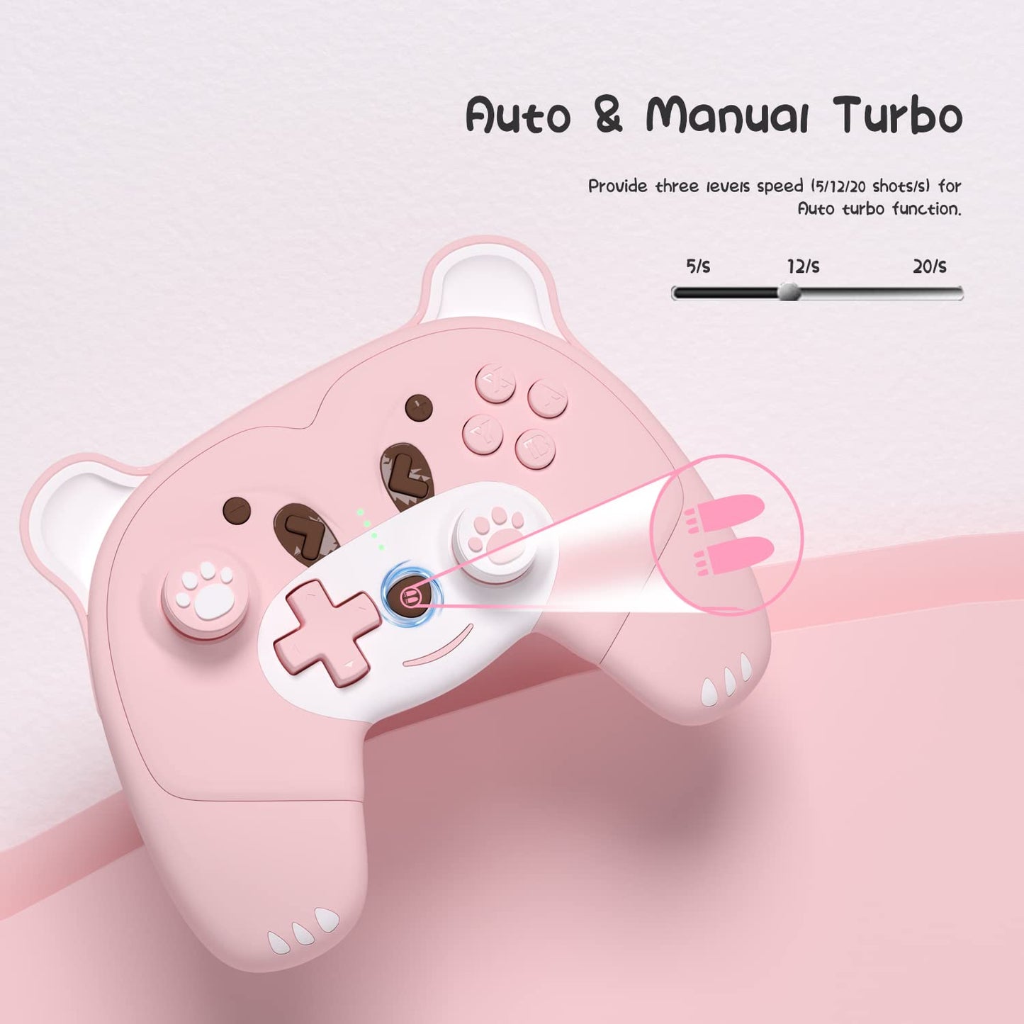 Pink wireless controller for nintendo switch