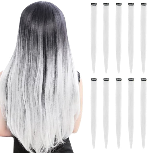 22 Inch Colored Hair Extensions (10 PCS White)