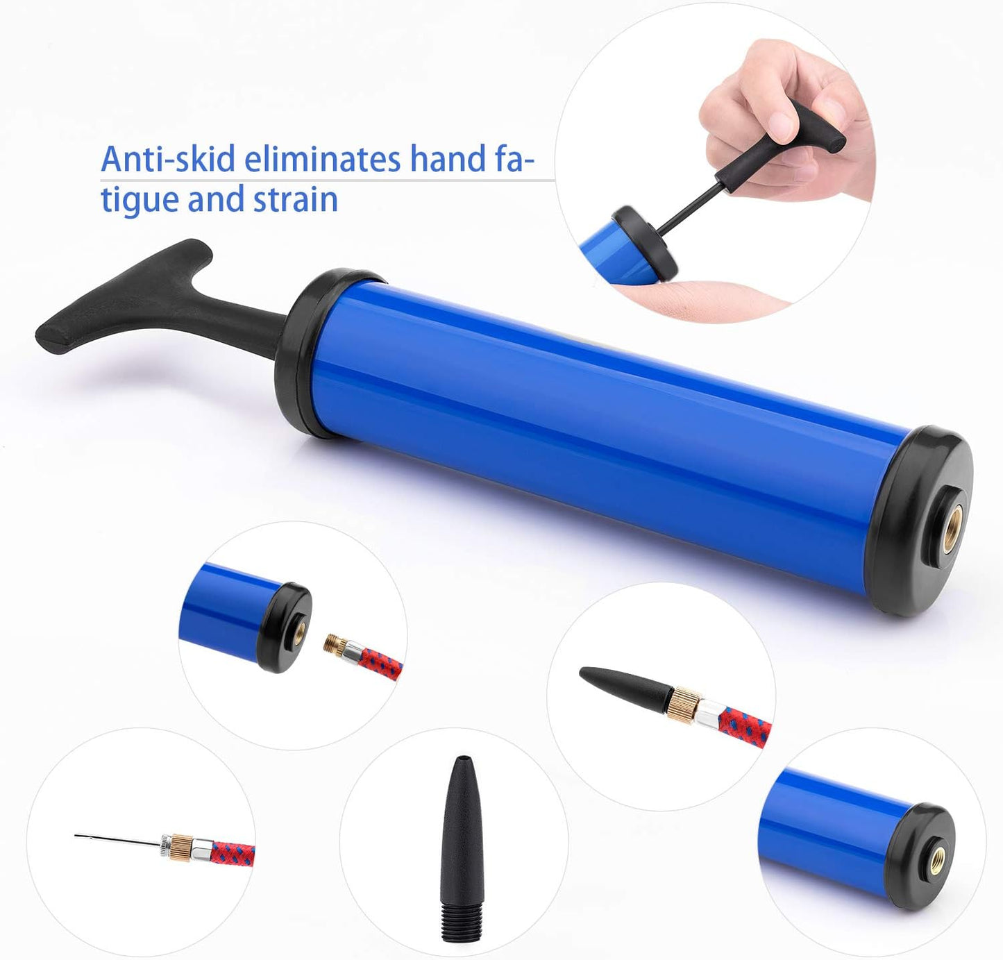 Portable inflation equipment, manual air pump with needle for inflatable balls
