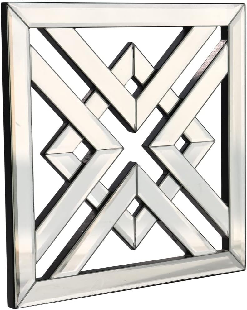 12x12" Square Decorative Wall Mirror (Silver X)