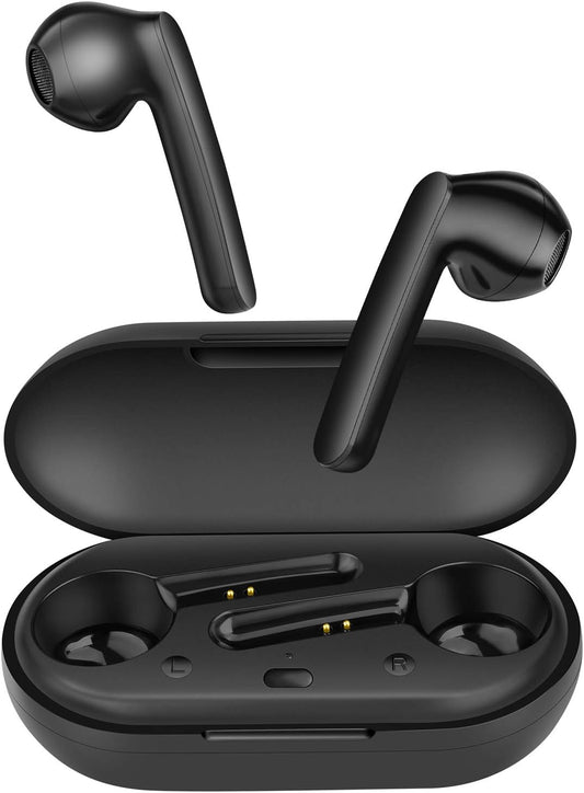 Bluetooth earphones with charging case, color: black