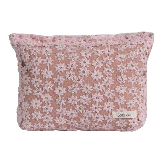 Travel Makeup Cosmetic Bag, Daisy Pink