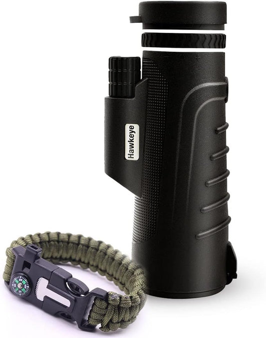 10 X 42 Monocular Telescope for Hiking, Hunting Gear with Free Paracord Bracelet