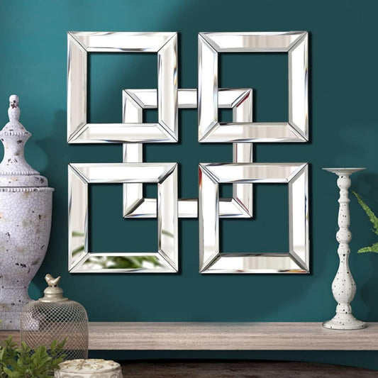 12x12" Square Decorative Wall Mirror (Silver F)