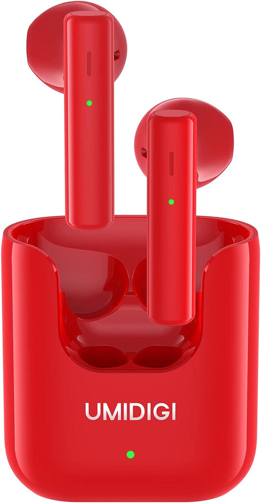 Wireless headphones with microphones, color: red