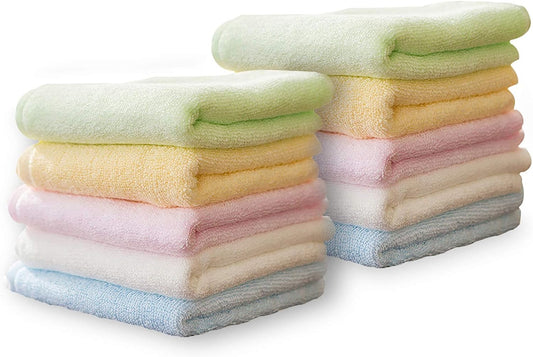 Deluxe Bamboo Face Towel Set - 10 Pack, Multicolor