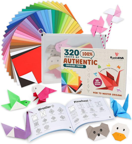 320 sheets of origami paper, 32 vibrant colors