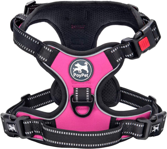 Reflective Adjustable No Pull Pet Harness, Pink (XL)