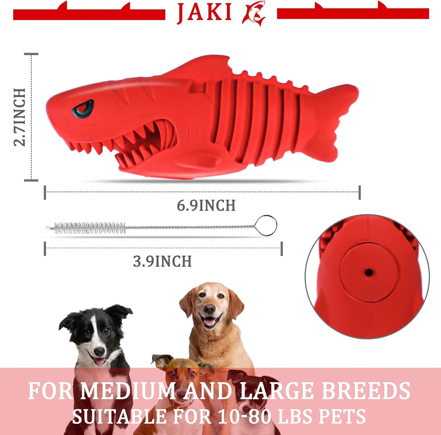 Milk Flavored Rubber Chew Toys for Dogs, (Color: Shark) Red