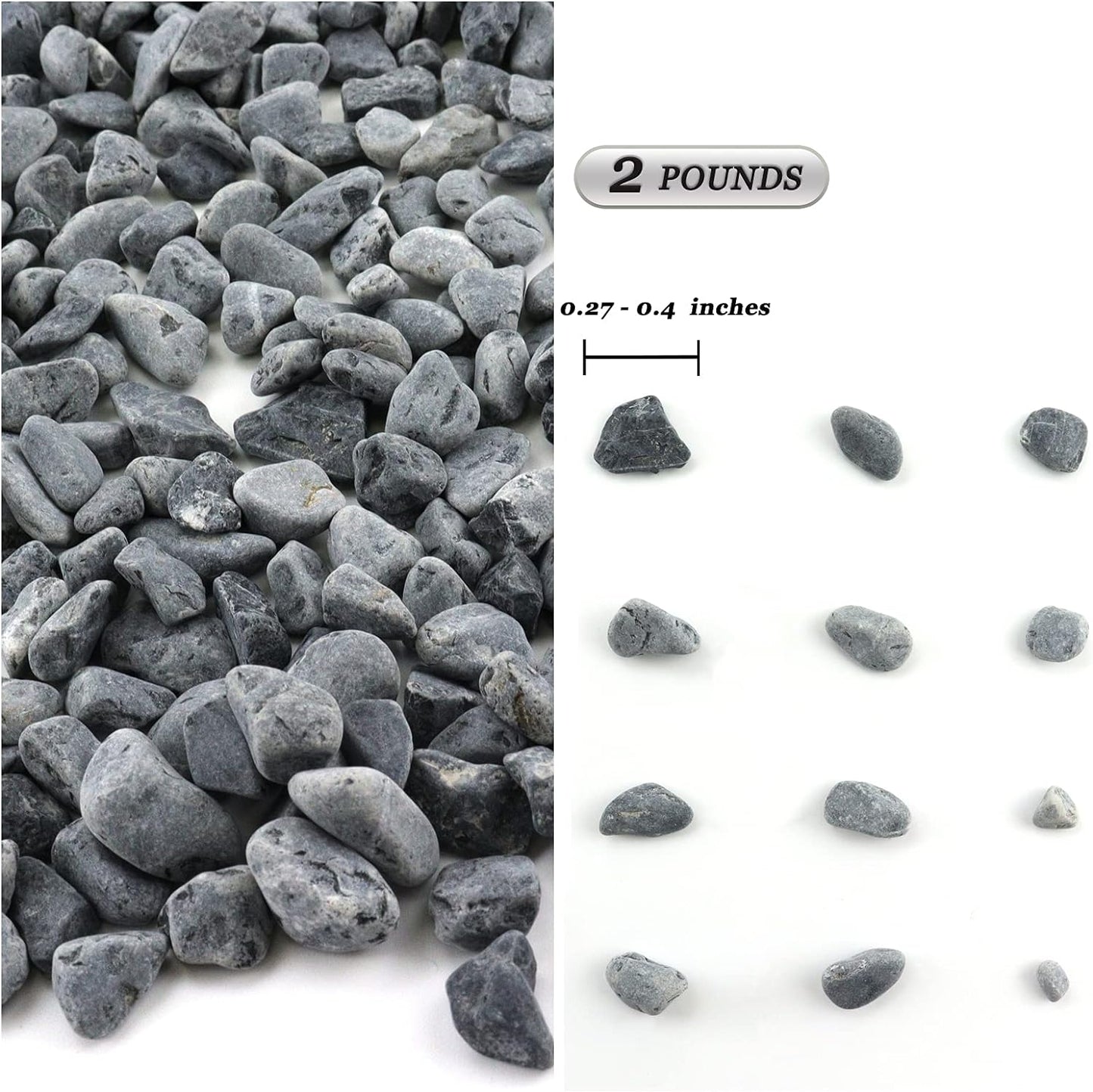 Decorative Stones: 2lb Aquarium Gravel, (Black Stones)