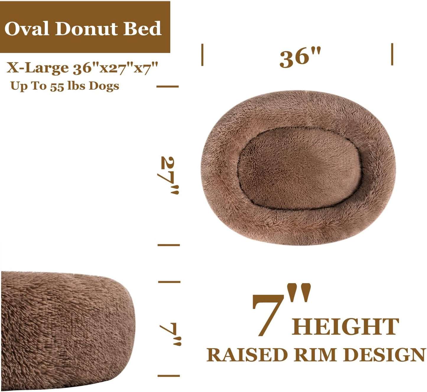 Oval Pet Bed, (30"/36") XL (Camel)