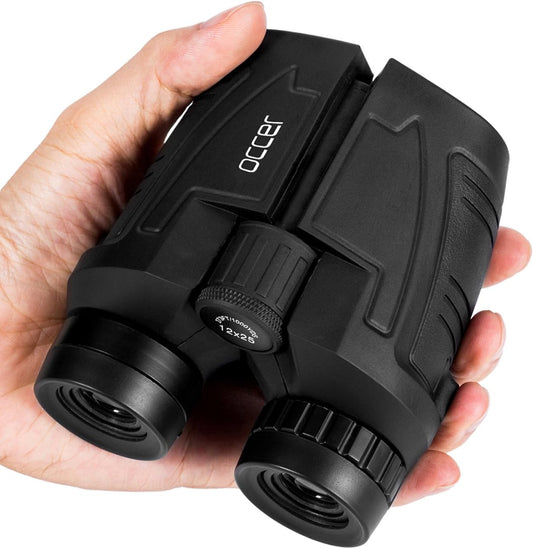12x25 Compact Binoculars with Clear Low Light Vision, Black