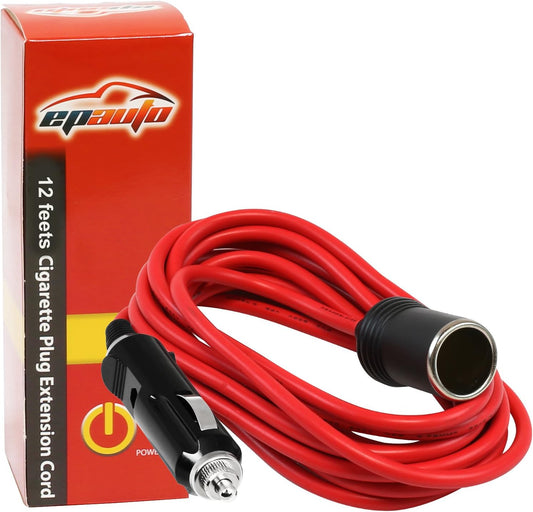 Heavy Duty 12V 12ft Extension Cord with Lighter Plug