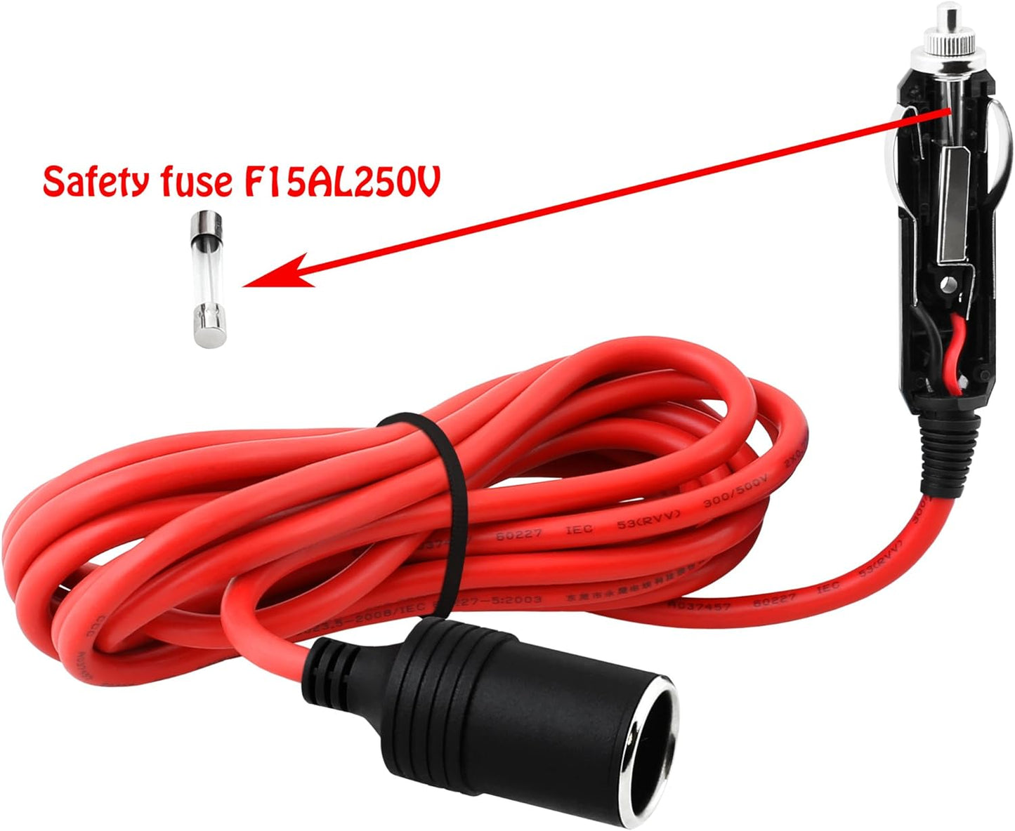 Heavy Duty 12V 12ft Extension Cord with Lighter Plug