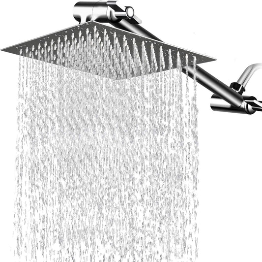 8 inch square rain shower head, stainless steel (chrome)