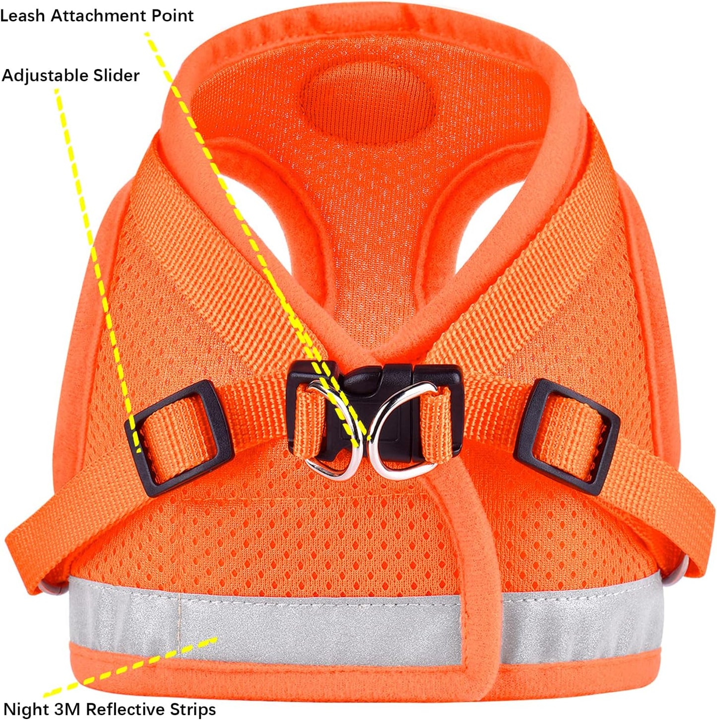 Reflective harness for small pets. XXS (Chest: 6" - 7") Orange