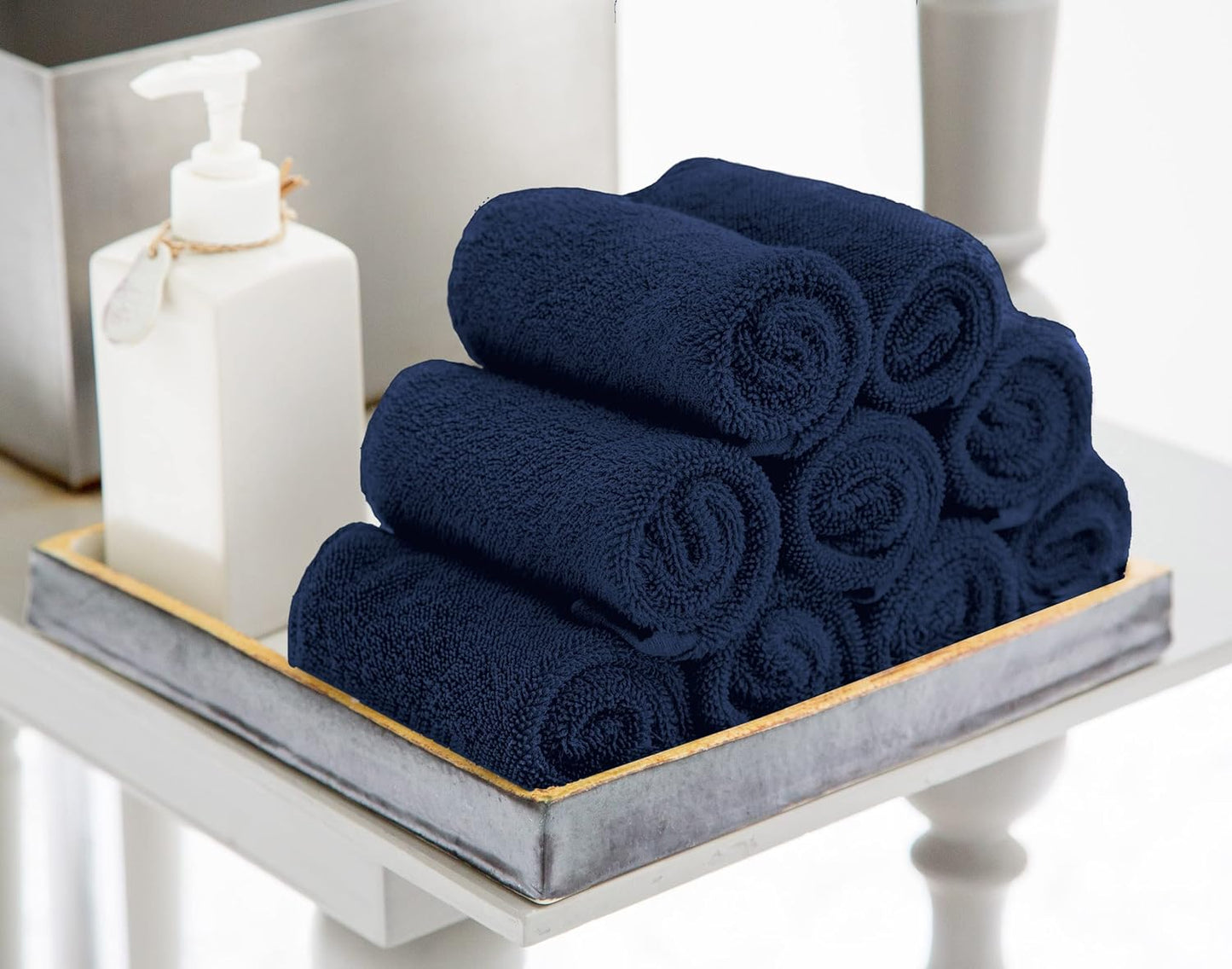 Cotton face towel set, 24 pack, Navy