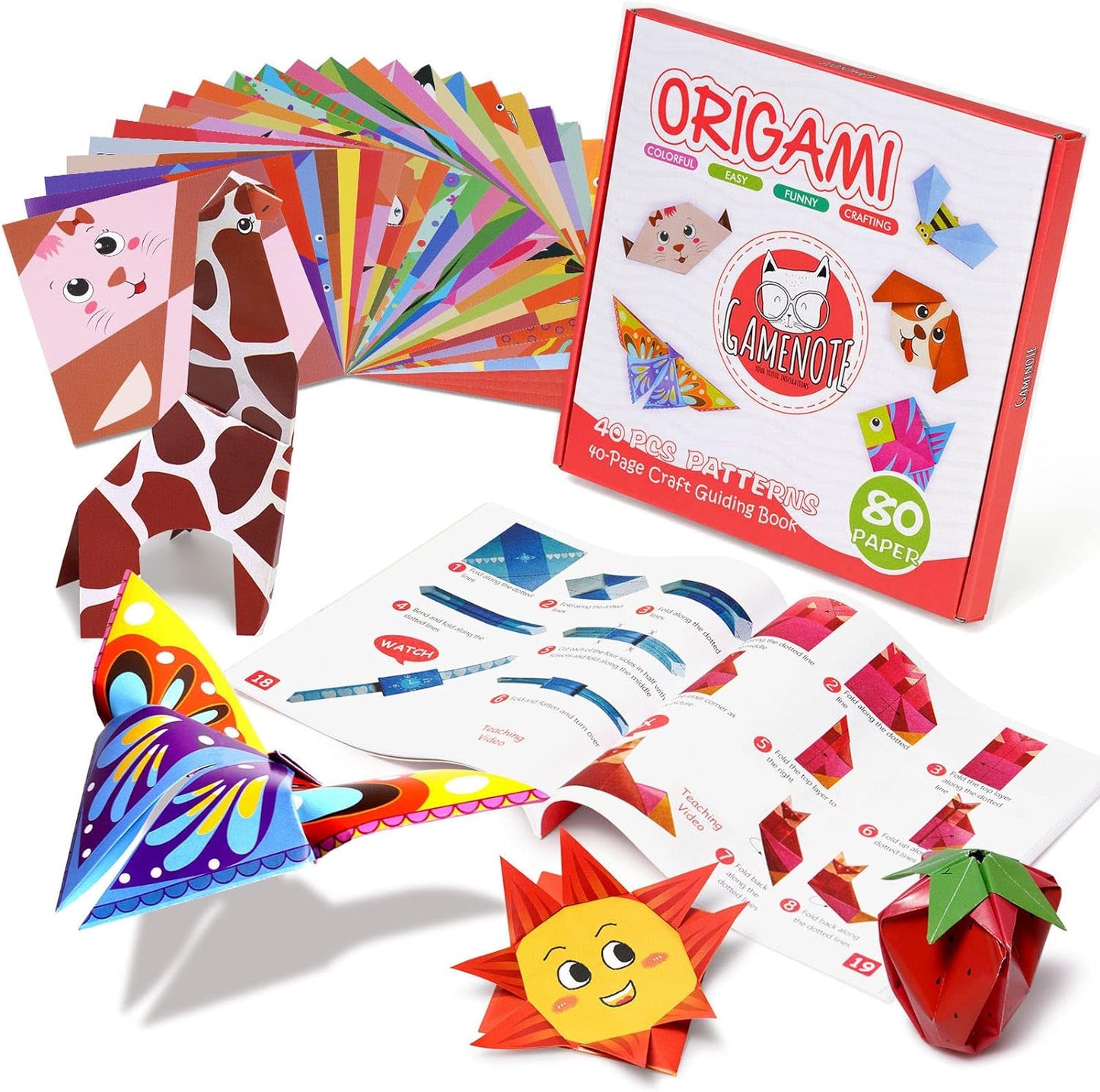 Colorful origami kit 80 double sided origami paper