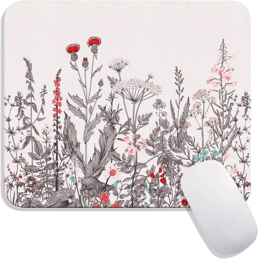 Wood garden flowers mouse pad, of 9.5x7.9x0.12 inches