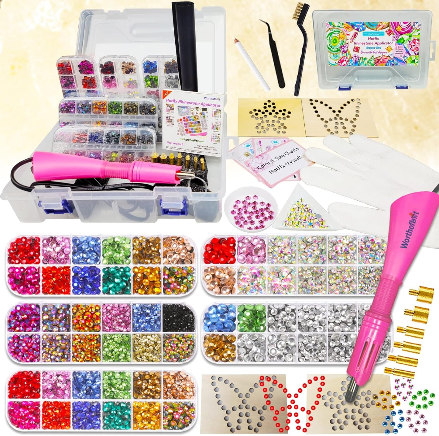 19 Colors Fabric Rhinestone Applicator Pen Kit
