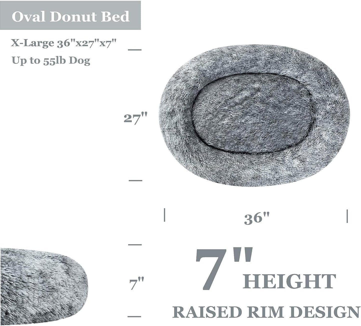 Oval Pet Bed, (30"/36") XL (Gray)