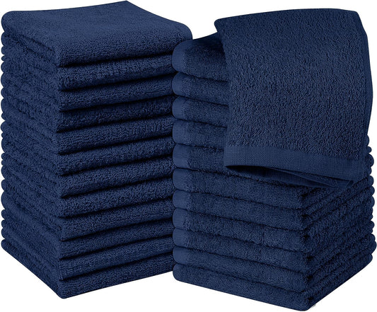 Cotton face towel set, 24 pack, Navy