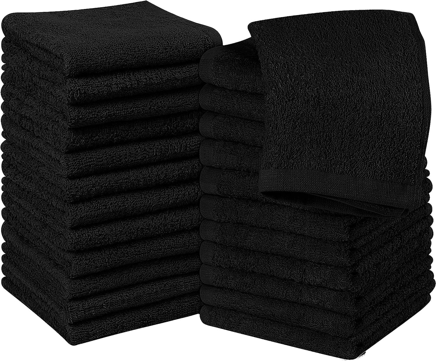 Cotton face towel set, 24 pack, Black